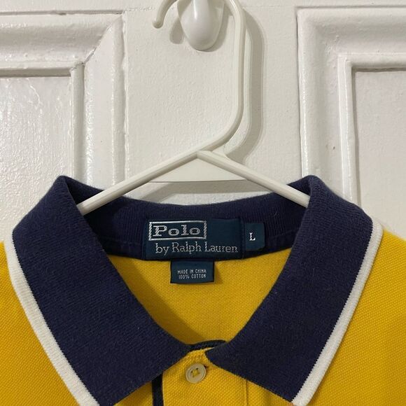 Polo by Ralph Lauren Yellow and Navy Polo Shirt - Picture 2 of 3